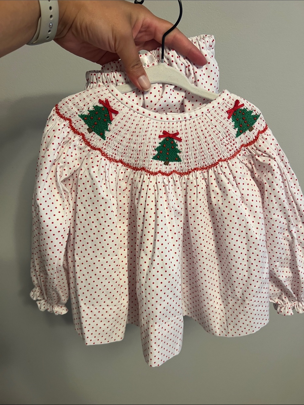 Cecil & Lou Smocked Holiday Bloomer Set